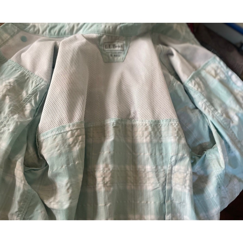 LL Bean Tropicwear Shirt Women's Sm Short Sleeve Fishing Vented Green Plaid - Picture 3 of 7